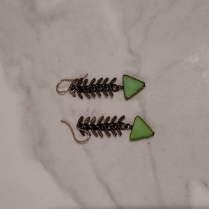 Handmade chain drop earrings with porcelain green charms